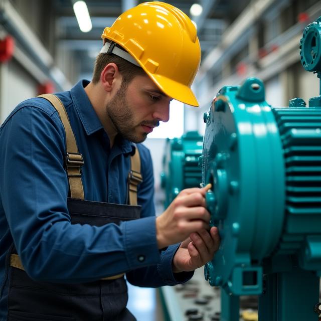 Engineer inspecting custom pump system